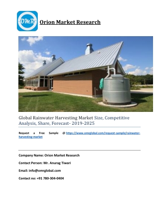 Global Rainwater Harvesting Market Size, Competitive Analysis, Share, Forecast- 2019-2025