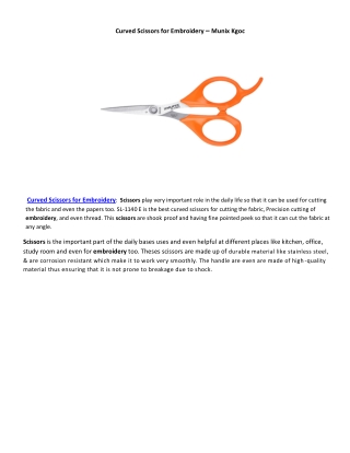 Curved Scissors For  Embroidery – Munix Kgoc