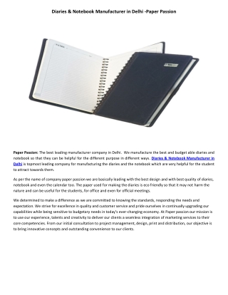 Diaries & Notebook Manufacturer in Delhi -Paper Passion