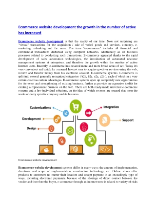 Ecommerce website development the growth in the number of active has increased