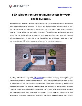 SEO solutions ensure optimum success for your online business