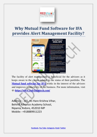 Why Mutual Fund Software for IFA provides Alert Management Facility?