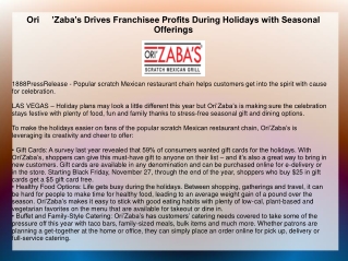 Ori’Zaba’s Drives Franchisee Profits During Holidays with Seasonal Offerings