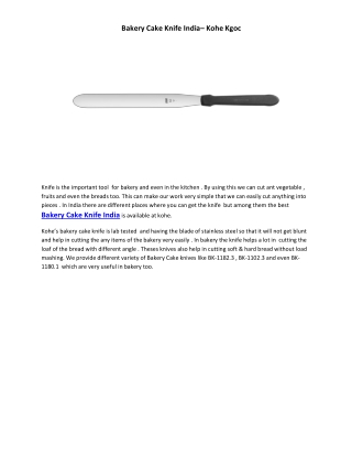 Bakery Cake Knife India– Kohe Kgoc