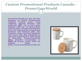 Custom Promotional Products Canada - PromoYourWorld