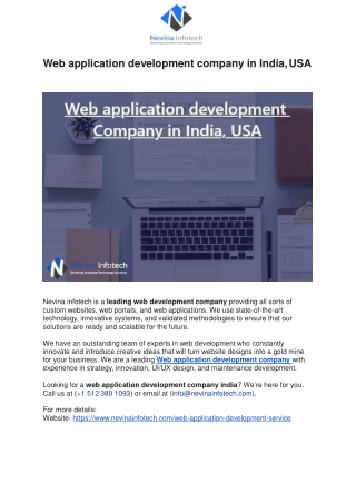 Web application development company in India, USA