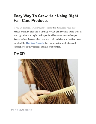 Easy Way To Grow Hair Using Right Hair Care Products