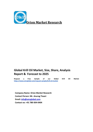 Global Krill Oil Market Trends, Size, Competitive Analysis and Forecast 2019-2025