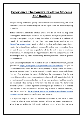 Experience The Power Of Cellular Modems And Routers