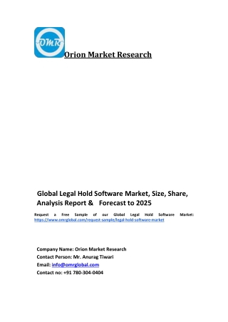 Global Legal Hold Software Market Trends, Size, Competitive Analysis and Forecast 2019-2025