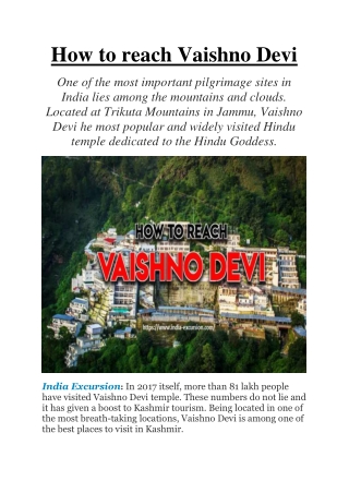 How to Reach Vaishno Devi