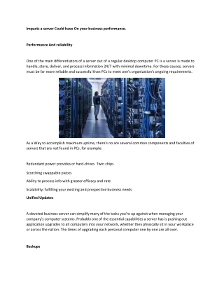 Impacts a server Could have On your business performance.