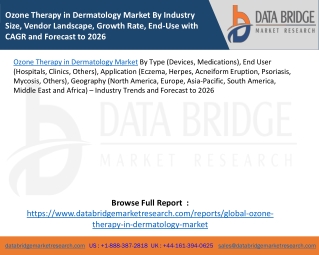 Ozone Therapy in Dermatology Market By Industry Size, Vendor Landscape, Growth Rate, End-Use with CAGR and Forecast to 2