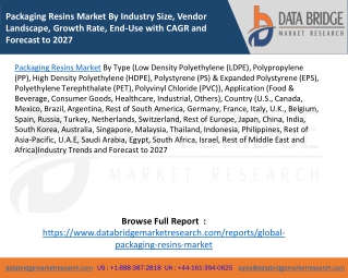 Packaging Resins Market By Industry Size, Vendor Landscape, Growth Rate, End-Use with CAGR and Forecast to 2027