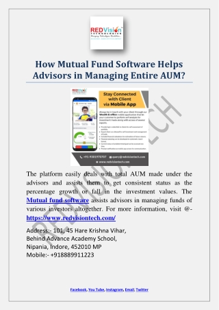 How Mutual Fund Software Helps Advisors in Managing Entire AUM?