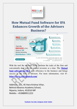 How Mutual Fund Software for IFA Enhances Growth of the Advisors Business?