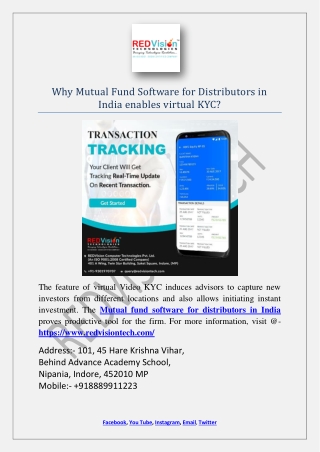 Why Mutual Fund Software for Distributors in India enables virtual KYC?