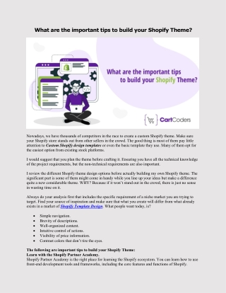 What are the important tips to build your Shopify Theme?