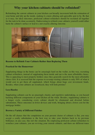 Why your kitchen cabinets should be refinished?