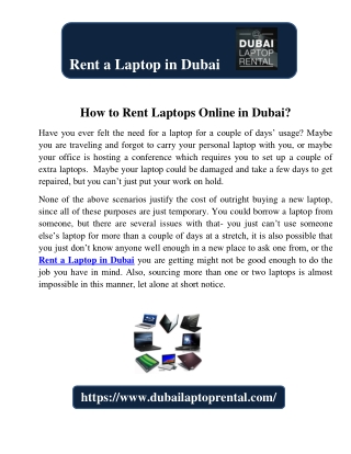 How to Rent Laptops Online in Dubai?