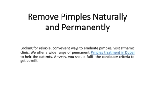 Remove Pimples Naturally and Permanently
