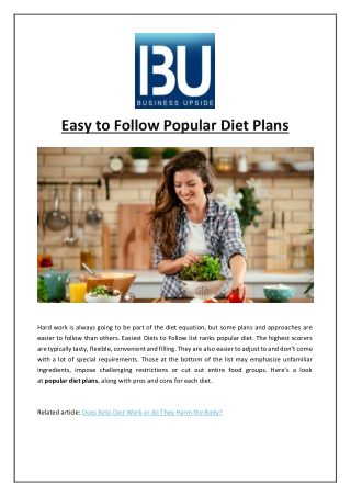 Easy to Follow Popular Diet Plans