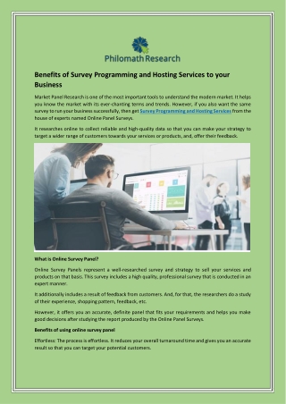 Benefits of Survey Programming and Hosting Services to your Business