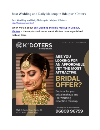 Best Wedding and Daily Makeup in Udaipur KDoters
