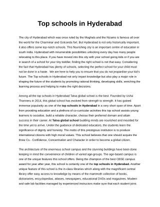 Top schools in Hyderabad