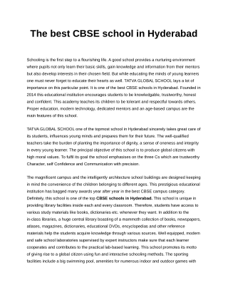 The best CBSE school in Hyderabad