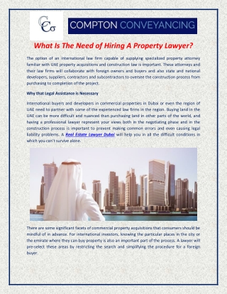 What Is the Need of Hiring A Real Estate Lawyer Dubai