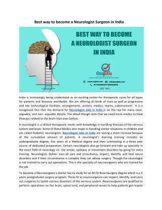 Best way to become a Neurologist Surgeon in India