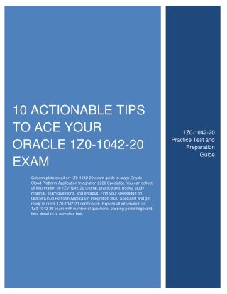 Top 10 Actionable Tips to Ace Your Oracle 1Z0-1042-20 Exam