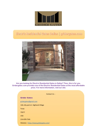 Electric Residential Gates Dallas | gridergates.com