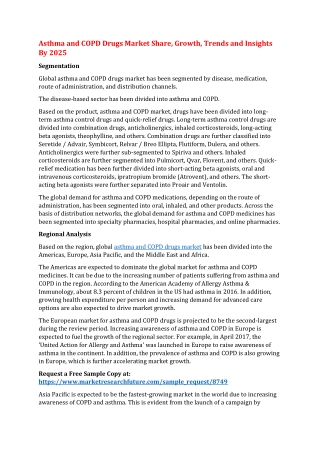 Asthma and COPD Drugs Market Share, Growth, Trends and Insights By 2025