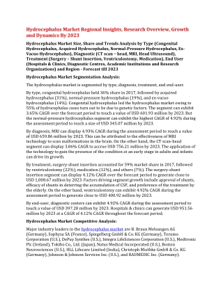 Hydrocephalus Market Regional Insights, Research Overview, Growth and Dynamics By 2023