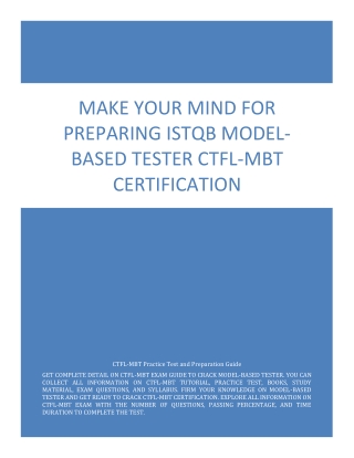 Make Your Mind for Preparing ISTQB Model-Based Tester CTFL-MBT Certification