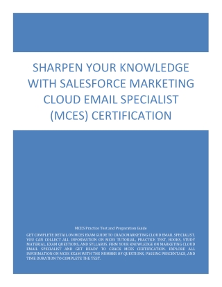 Sharpen Your Knowledge with Salesforce Marketing Cloud Email Specialist (MCES) Certification