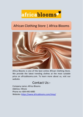 African Clothing Store | Africa Blooms