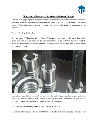 Significance of Discovering for Gauge Calibration Services