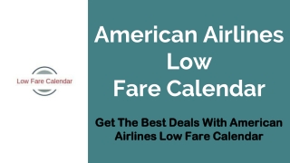 American Airlines Low Fare Calendar