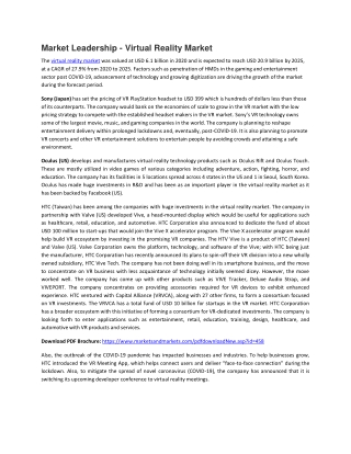 Virtual Reality Market with COVID-19 Impact Analysis