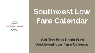 Southwest Low Fare Calendar