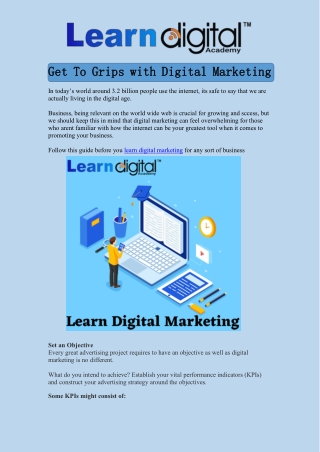 Get To Grips with Digital Marketing