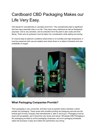 Cardboard CBD Packaging Makes our Life Very Easy.