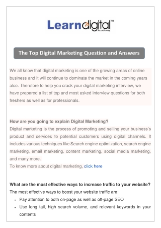 The Top Digital Marketing Questions And Answers