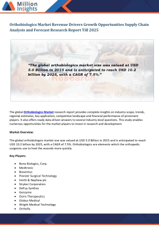 Orthobiologics Market