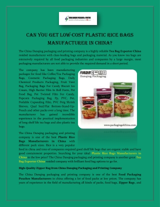 Can You Get Low-Cost Plastic Rice Bags Manufacturer in China?