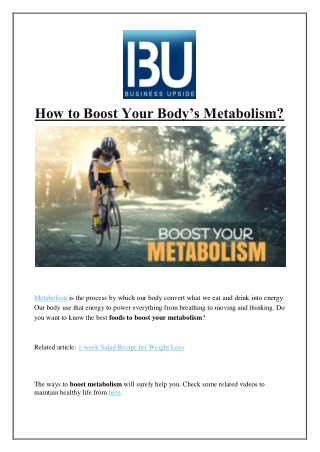 How to Boost Your Body’s Metabolism?