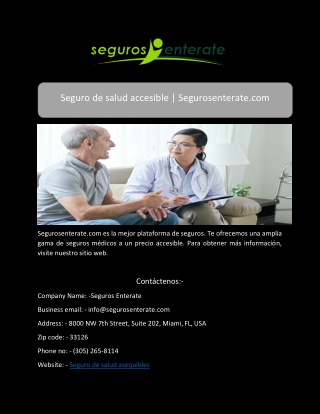 Seguro de salud accesible | Segurosenterate.com